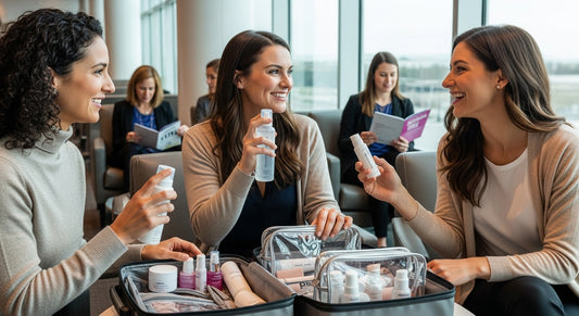 beauty travel hacks, travel beauty routine, airport packing