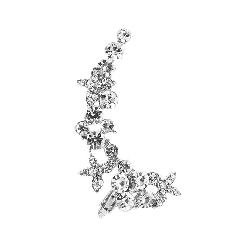 Full Crystal Butterfly Flower Single Crystal Ear Clip - The Noble Thread
