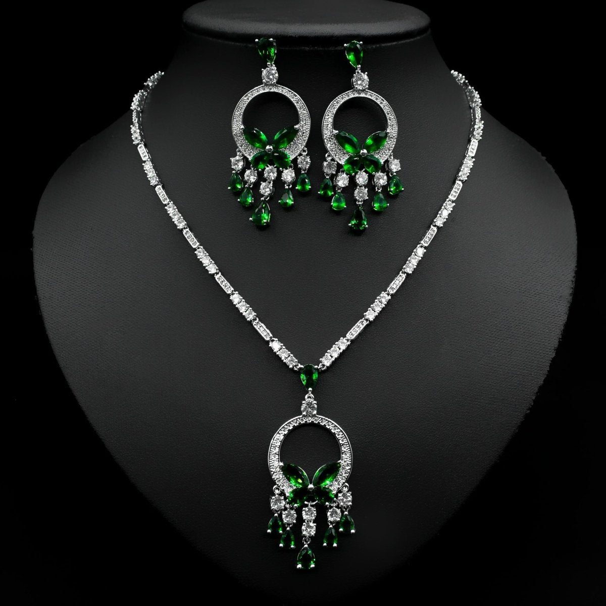 Japanese And Korean Bridal Set Butterfly Zircon Necklace Set - The Noble Thread