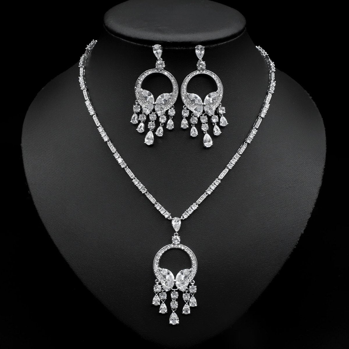 Japanese And Korean Bridal Set Butterfly Zircon Necklace Set - The Noble Thread