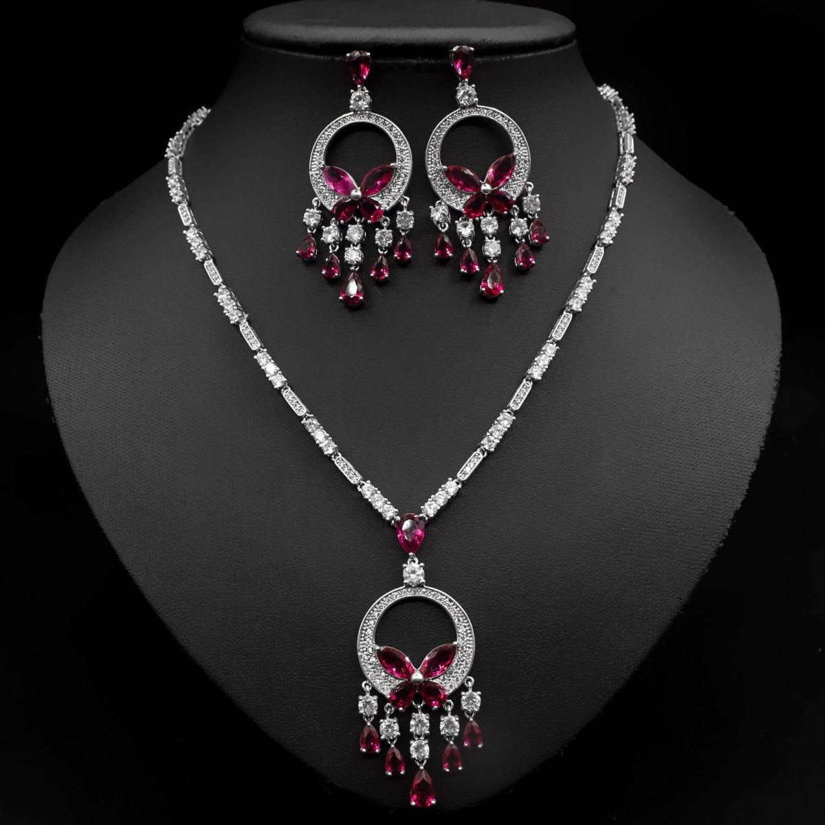 Japanese And Korean Bridal Set Butterfly Zircon Necklace Set - The Noble Thread