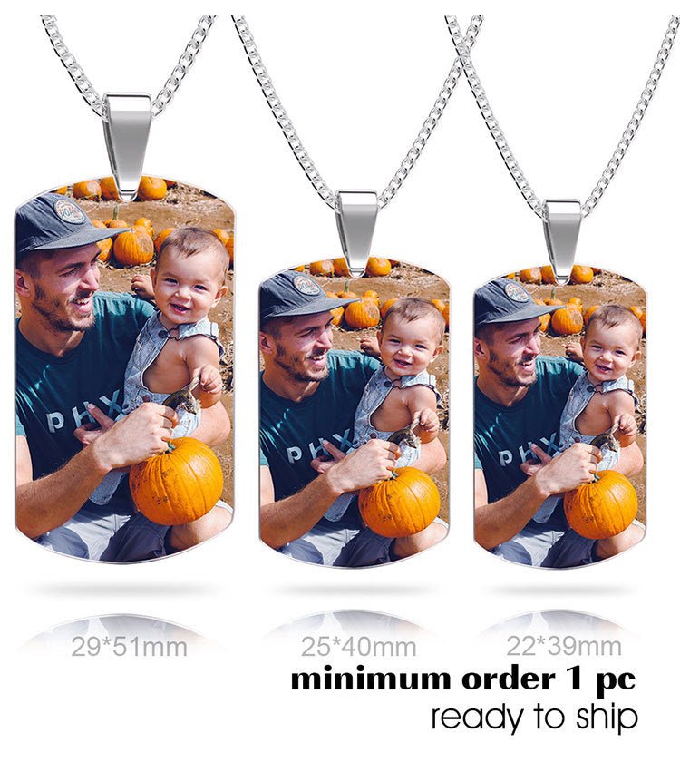 Personalized necklace with stainless - steel text color image carving photo carving pendant - The Noble Thread