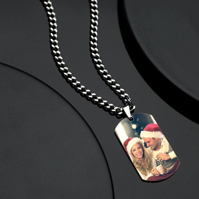 Personalized necklace with stainless - steel text color image carving photo carving pendant - The Noble Thread