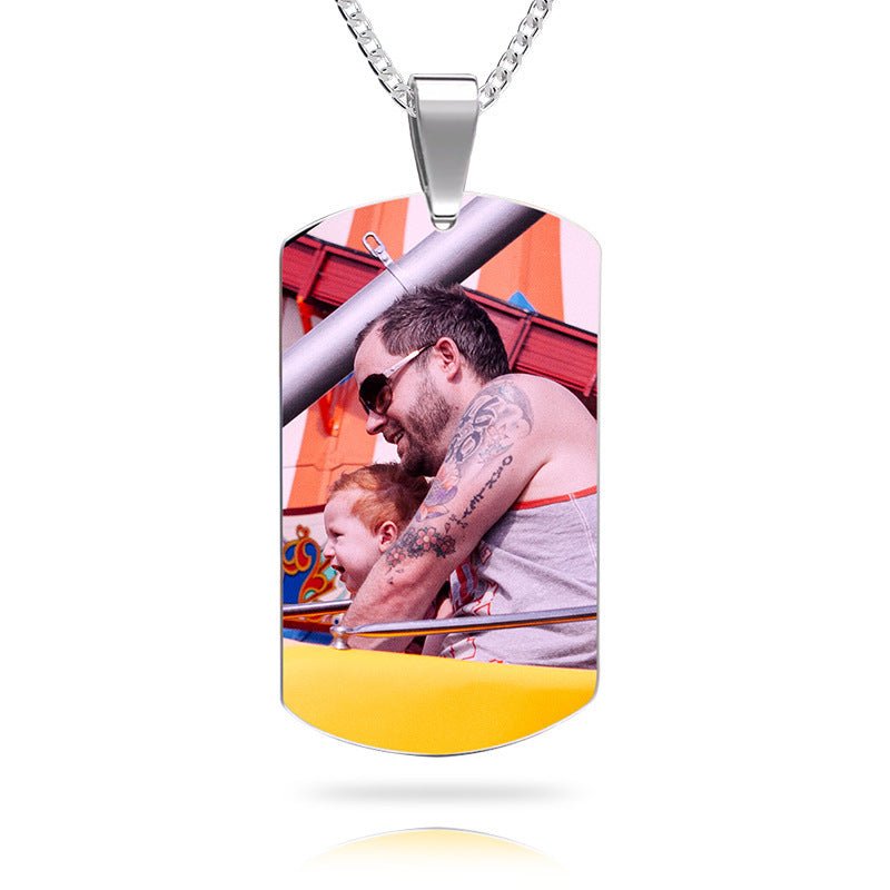 Personalized necklace with stainless - steel text color image carving photo carving pendant - The Noble Thread