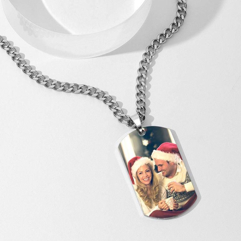 Personalized necklace with stainless - steel text color image carving photo carving pendant - The Noble Thread