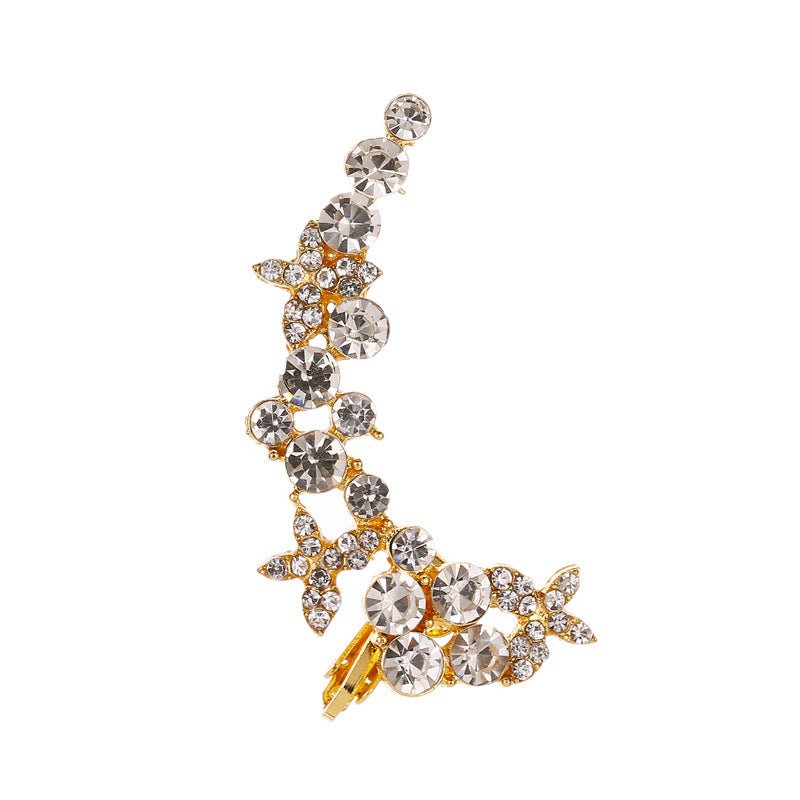 Full Crystal Butterfly Flower Single Crystal Ear Clip - The Noble Thread