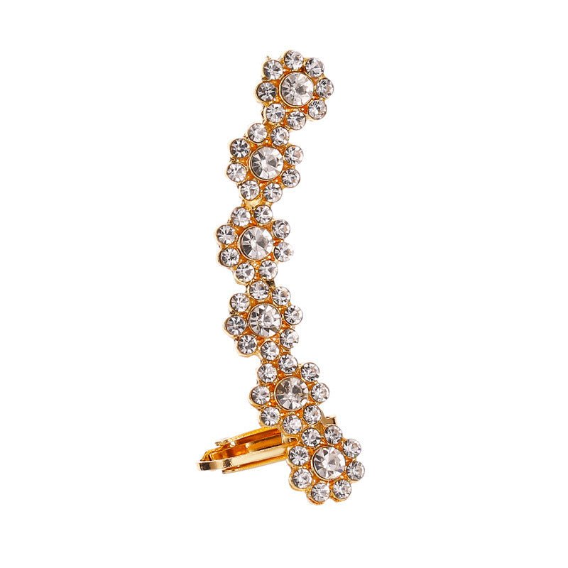 Full Crystal Butterfly Flower Single Crystal Ear Clip - The Noble Thread
