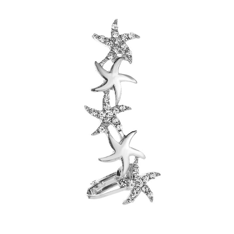 Full Crystal Butterfly Flower Single Crystal Ear Clip - The Noble Thread