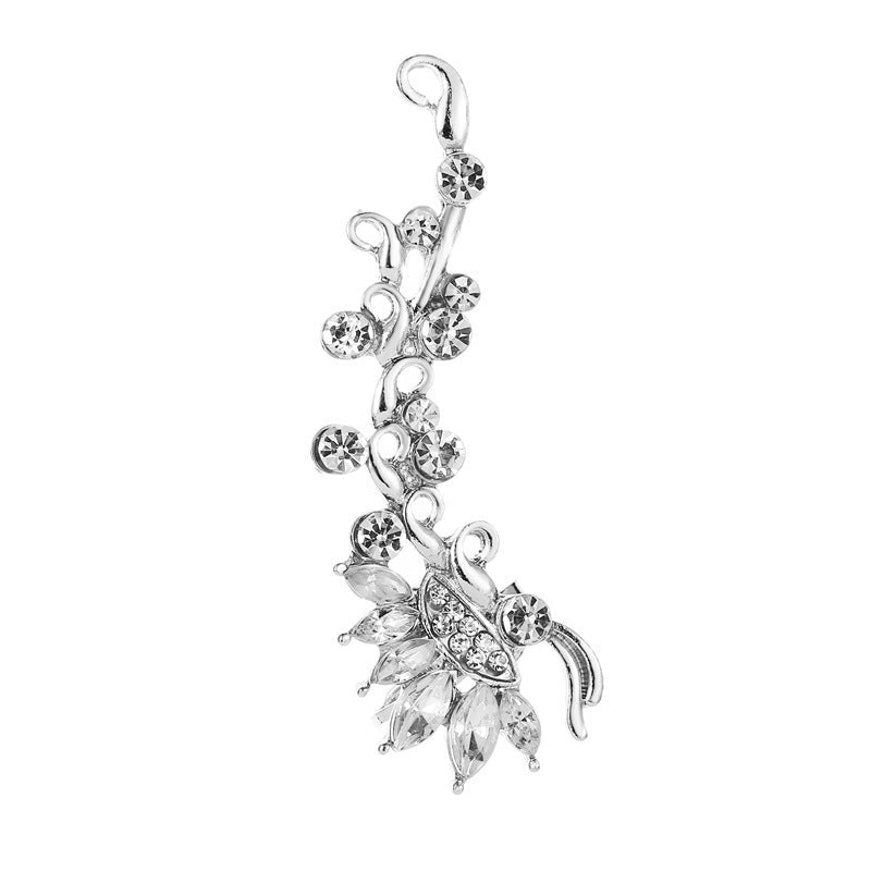 Full Crystal Butterfly Flower Single Crystal Ear Clip - The Noble Thread