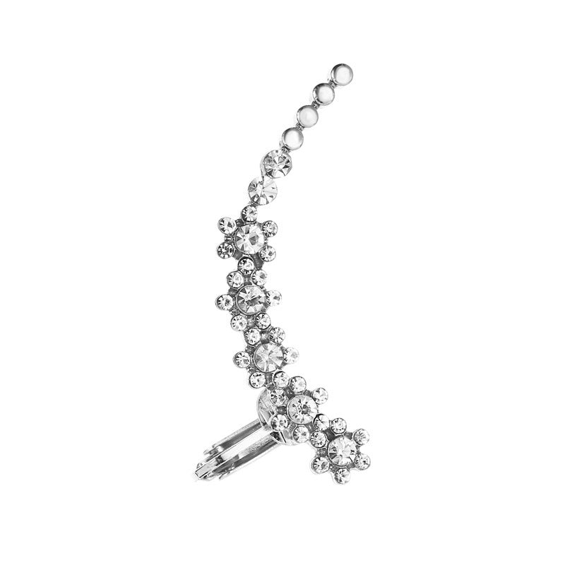Full Crystal Butterfly Flower Single Crystal Ear Clip - The Noble Thread
