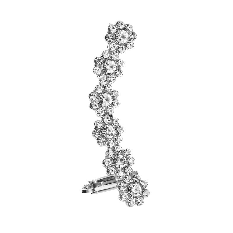 Full Crystal Butterfly Flower Single Crystal Ear Clip - The Noble Thread