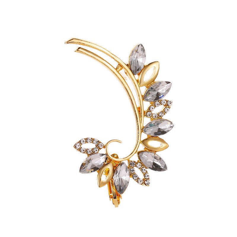 Full Crystal Butterfly Flower Single Crystal Ear Clip - The Noble Thread