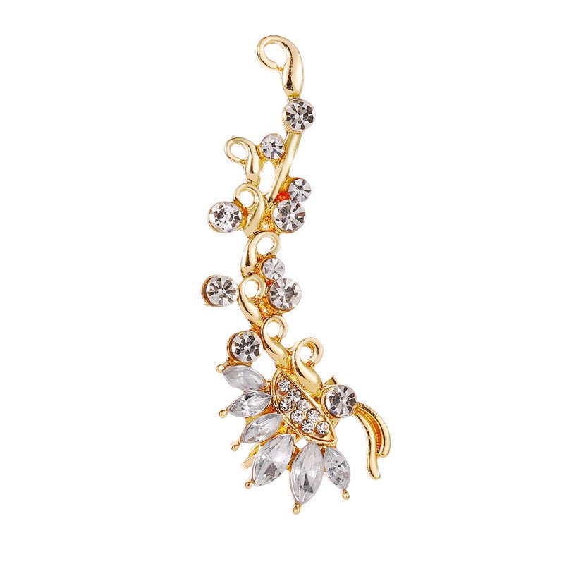 Full Crystal Butterfly Flower Single Crystal Ear Clip - The Noble Thread