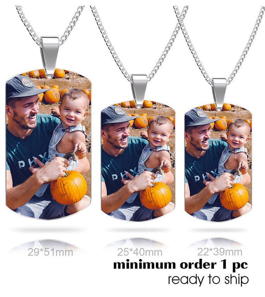Personalized necklace with stainless - steel text color image carving photo carving pendant - The Noble Thread