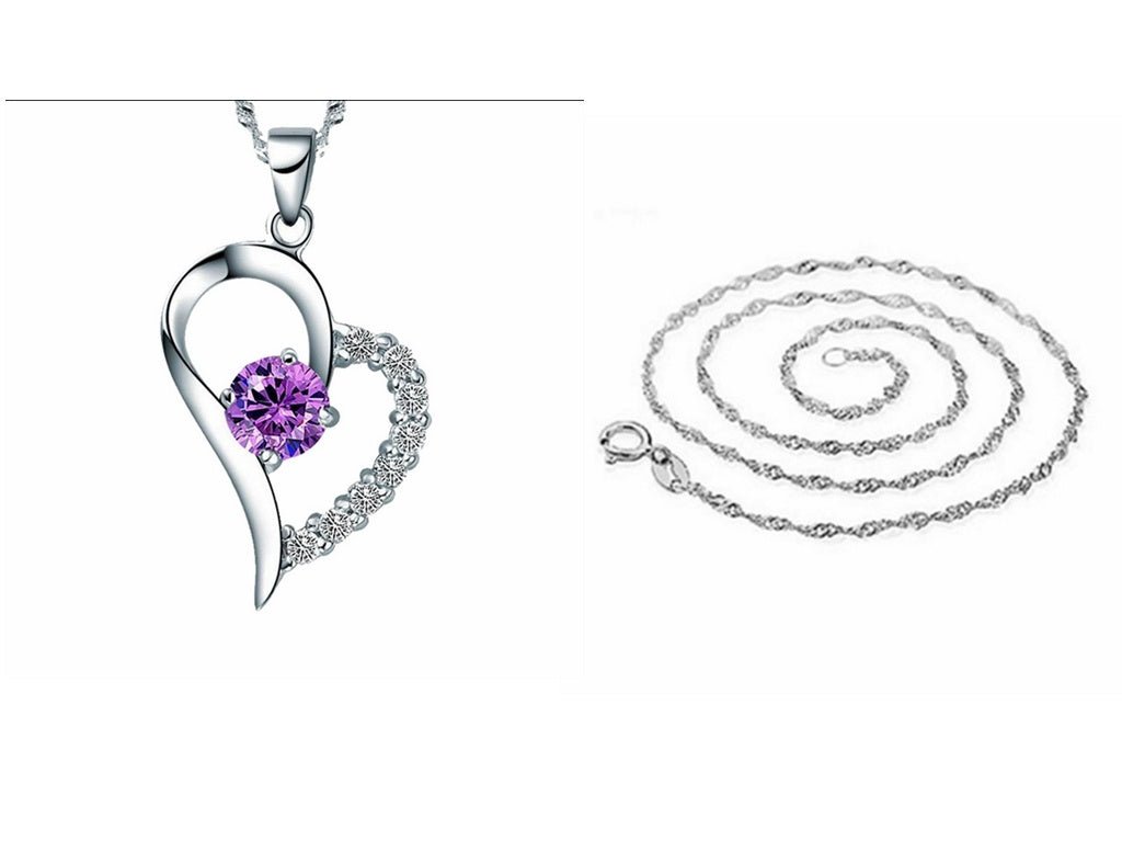 Silver inlaid heart - shaped pendant beauty Korean Korean micro temperament female diamond necklace silver jewelry factory wholesale - The Noble Thread