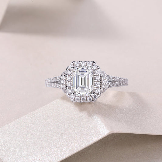Square Luxury Diamond Ring Fashion Moissanite Silver Ring - The Noble Thread
