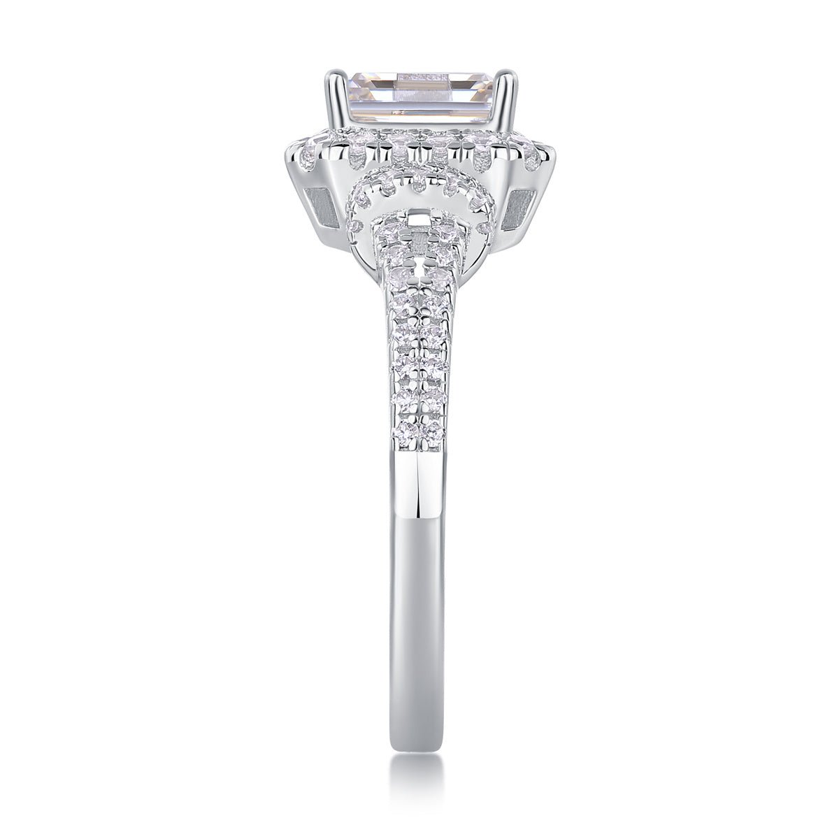 Square Luxury Diamond Ring Fashion Moissanite Silver Ring - The Noble Thread